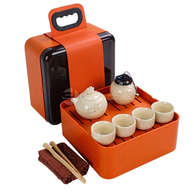 陶瓷功夫旅行茶具套装便携式全套收纳盒飞天兔套组