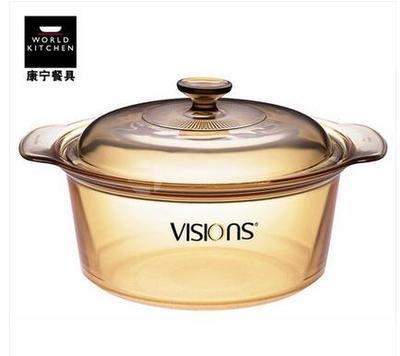 美国康宁晶彩透明锅5升VSD-5玻璃锅3.5LFlair系列 2.8L/3.8L/5.5