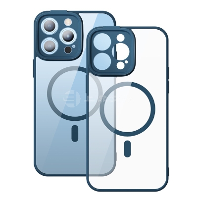 倍思镜透磁吸保护壳苹果14pro手机纯色简约适用透明轻薄镜头防摔男女款