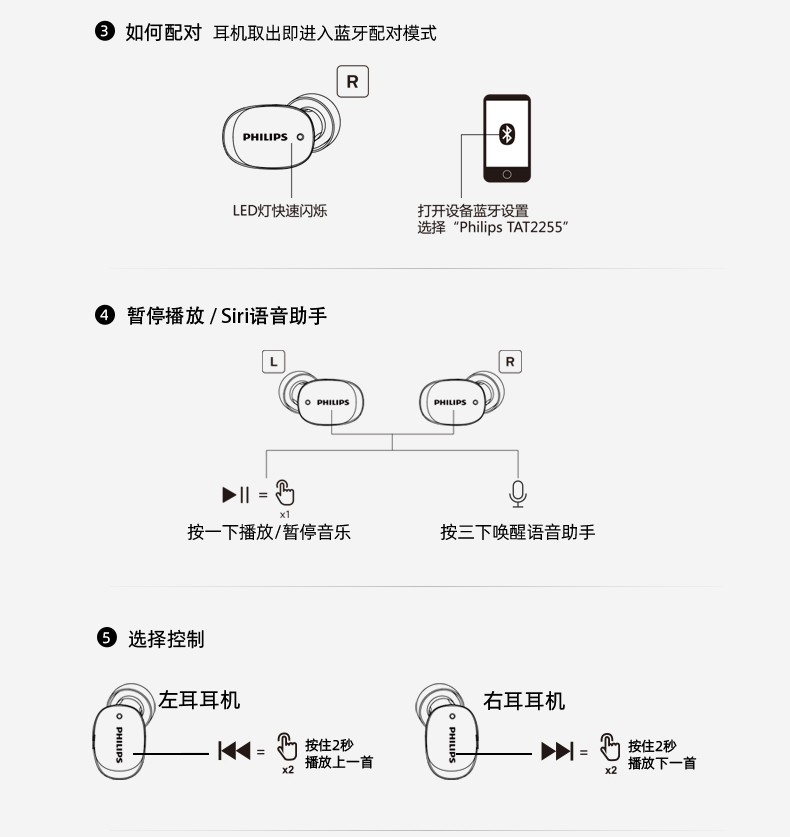 飞利浦佩戴舒适的无线耳机