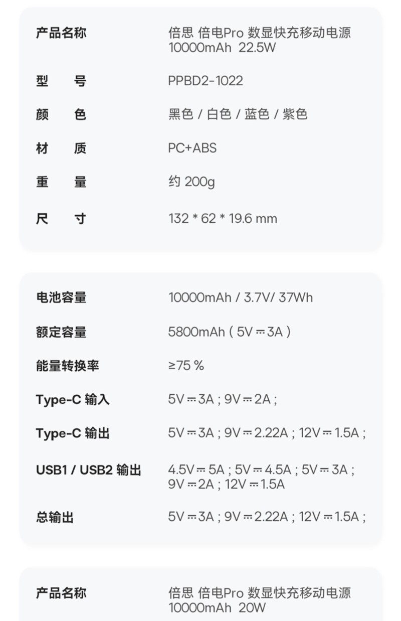 倍思带屏幕显示的充电宝价格