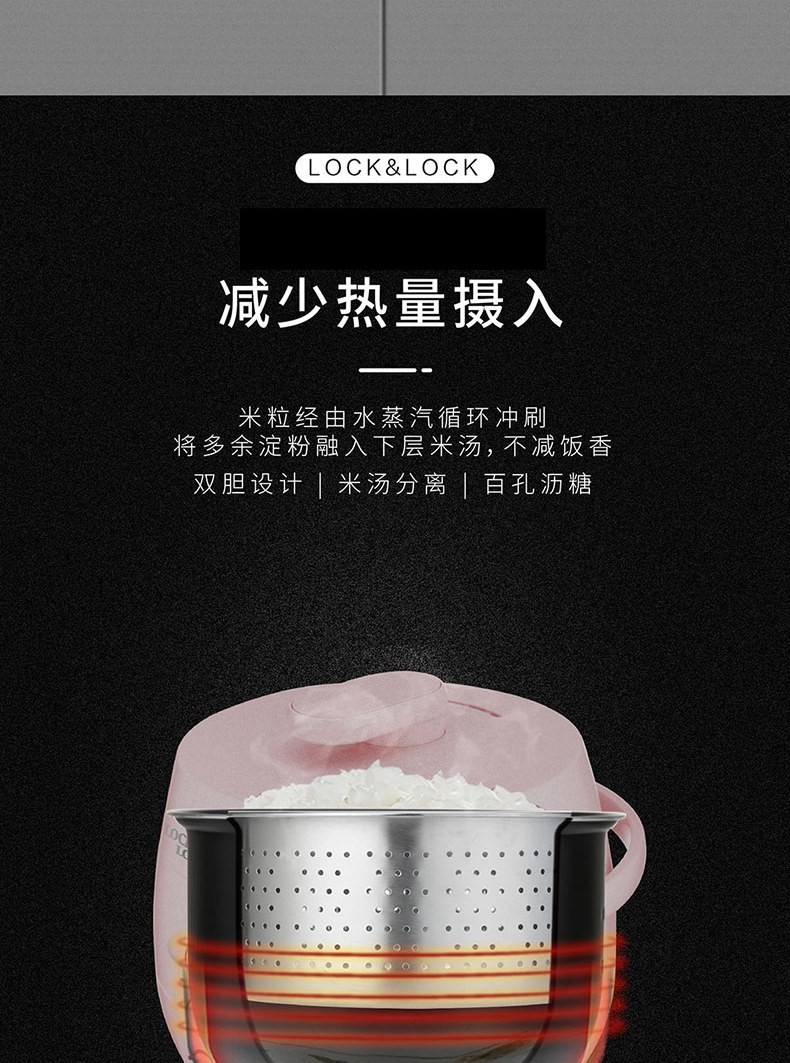 乐扣乐扣手提式2L容量迷你煮饭器批发