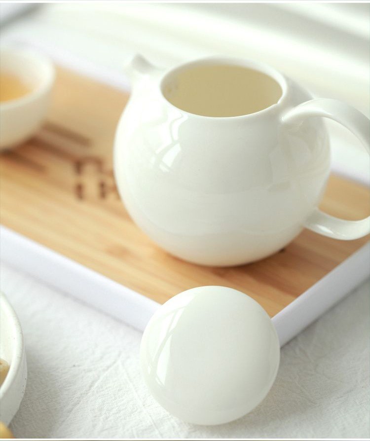 沏一杯茶色釉时尚优质白瓷旅行茶具详情