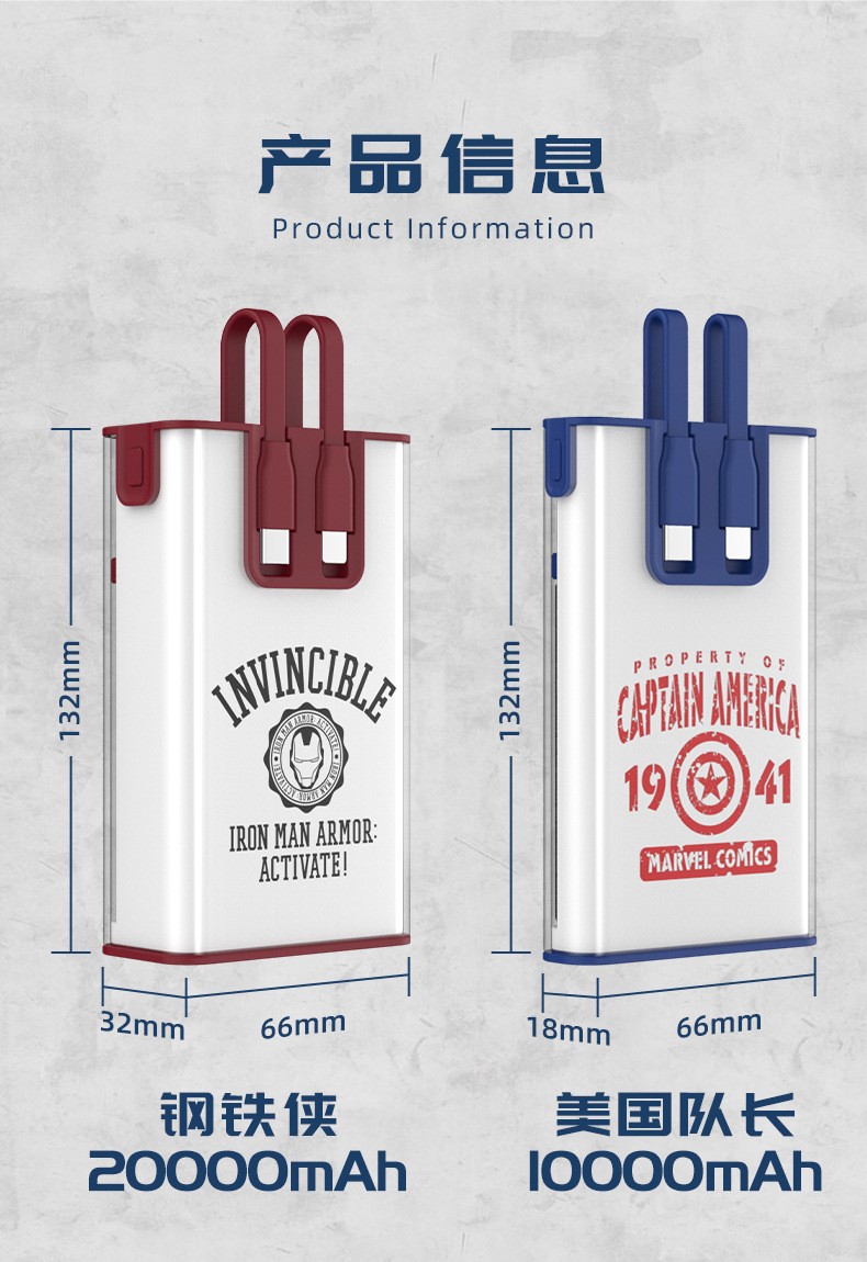 迪士尼PVC材质漫威系列移动电源详情