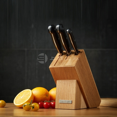 德世朗DESLON 刀具4件套刀具套装切菜刀厨师刀水果刀柞木刀座