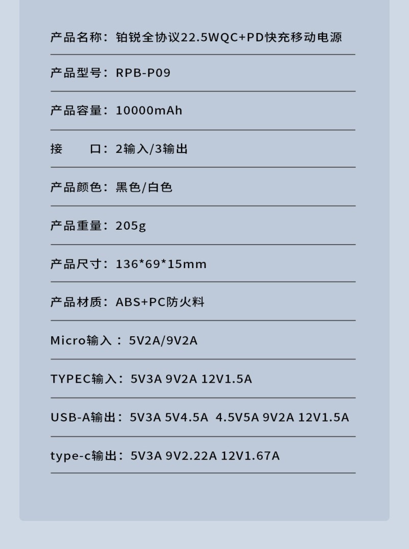 Recci白色迷你大容量充电宝