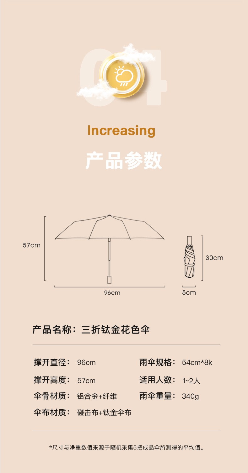 旭晴防紫外线个性三折伞