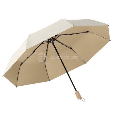 彩胶8骨实木手柄简约男女三折雨伞商务伞可定制雨伞广告伞