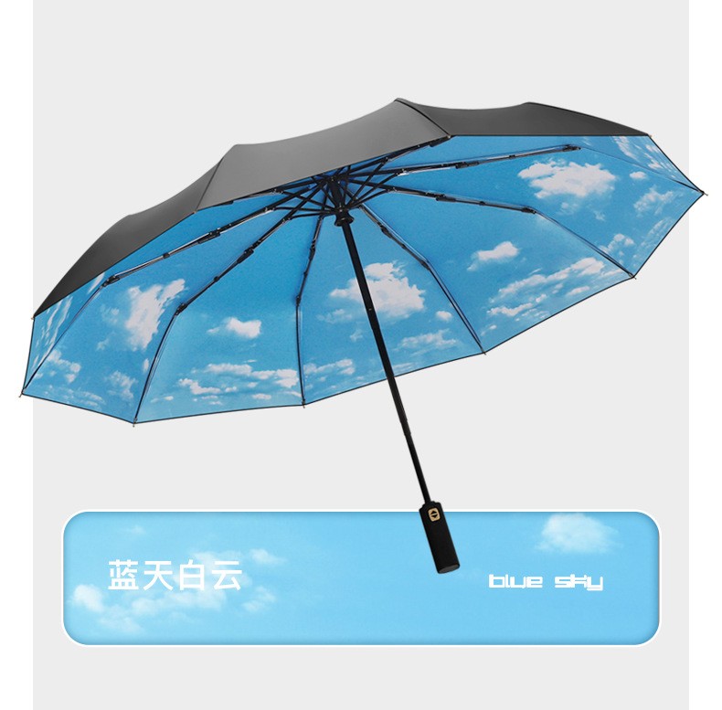 旭晴新款双层黑胶雨伞